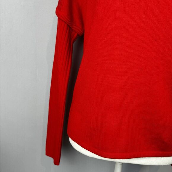 Courrèges Paris Red Merino Wool Blend Sweater Large Classic Turtleneck - Picture 9 of 15